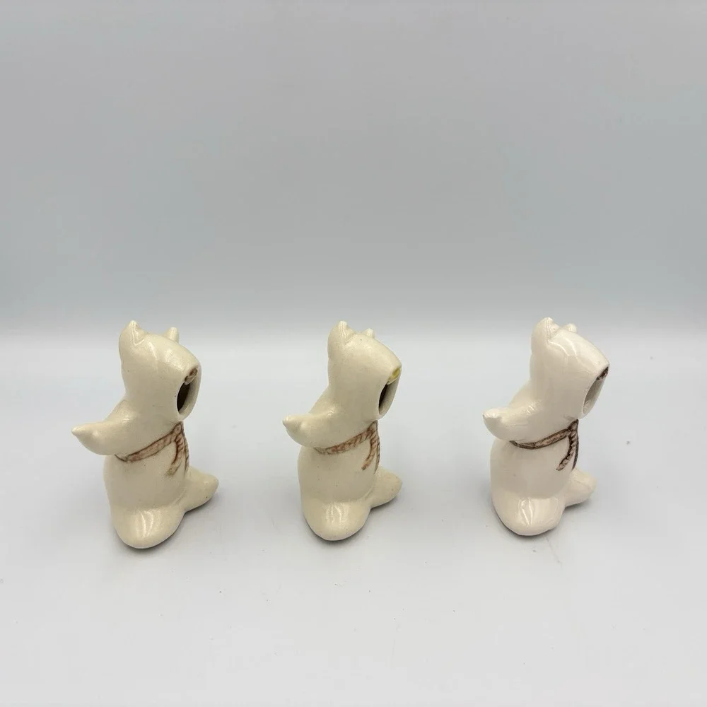 VTG Halloween Ceramic Faceless Ghost Figurines Set Of 3 Spooky Cute Decor
